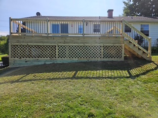 Large deck with lattice skirting