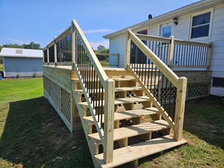 Custom deck with stairs and railings