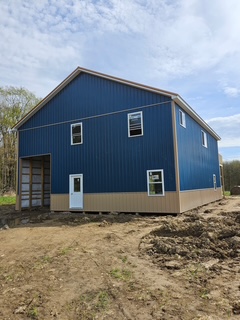 Large blue pole barn
