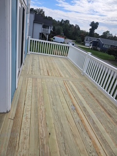 Deck with white railings