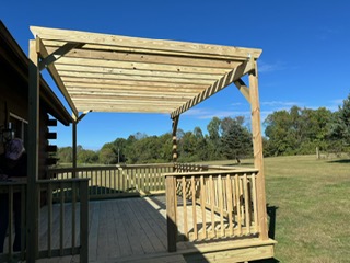 Deck pergola close-up