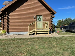Log cabin side deck
